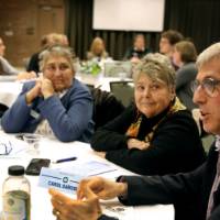 Jeff Kelly Lowenstein shares his thoughts during a table discussion